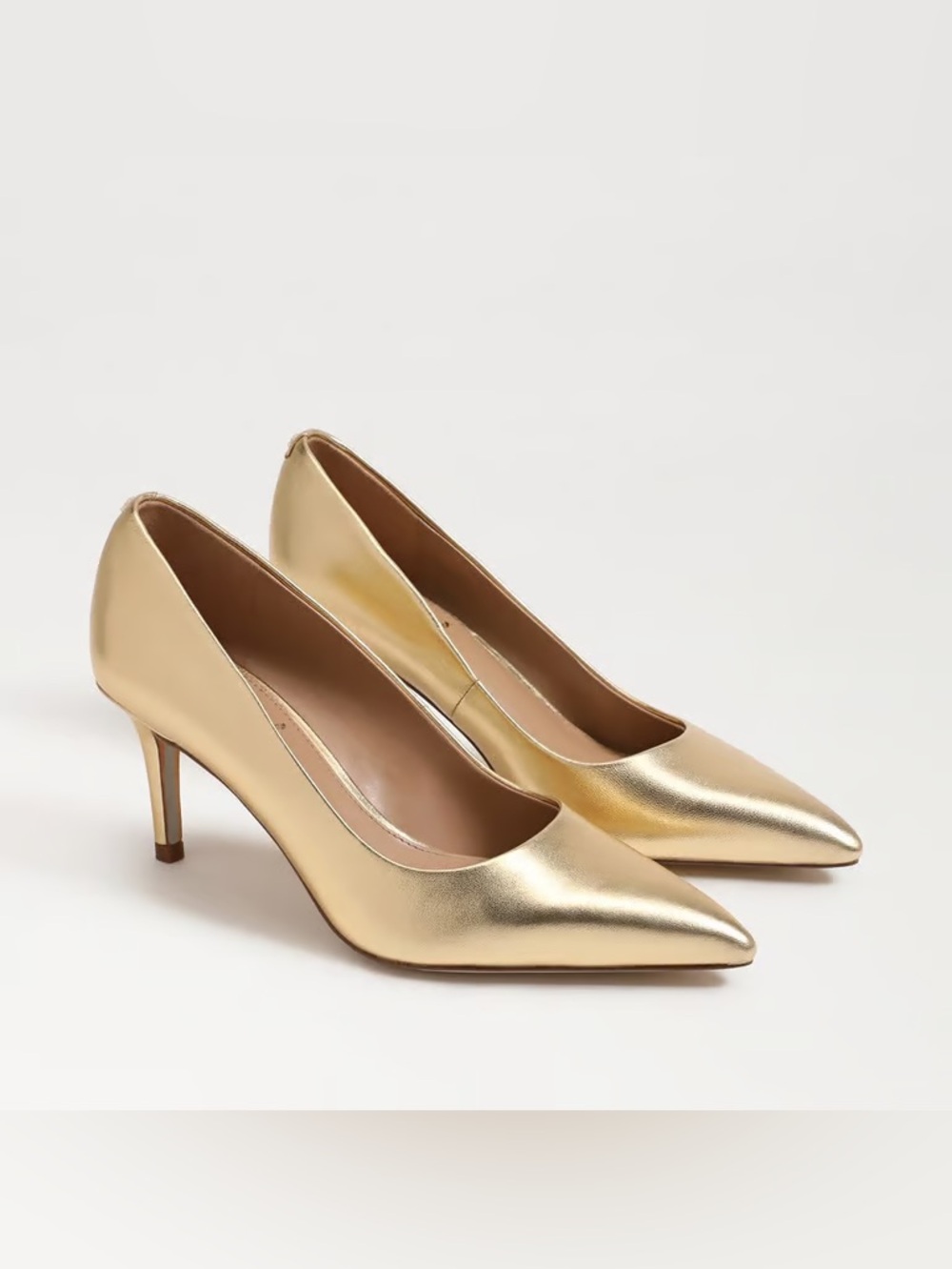 Sam Edelman Metallic Gold Pointed Toe Kitten Heel Pumps